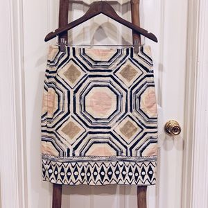 LOFT Cotton Geometric Print Pencil Skirt